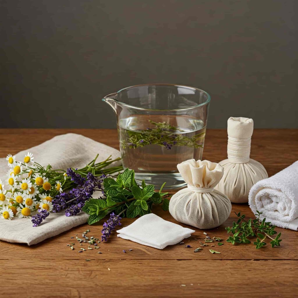 مواد لازم برای تهیه کمپرس گیاهی